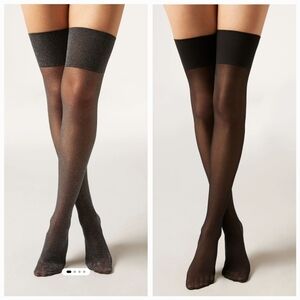2-pack Calzedonia Italian Sheer And Shimmer Over-The-Knee Socks Tighs High Cuff